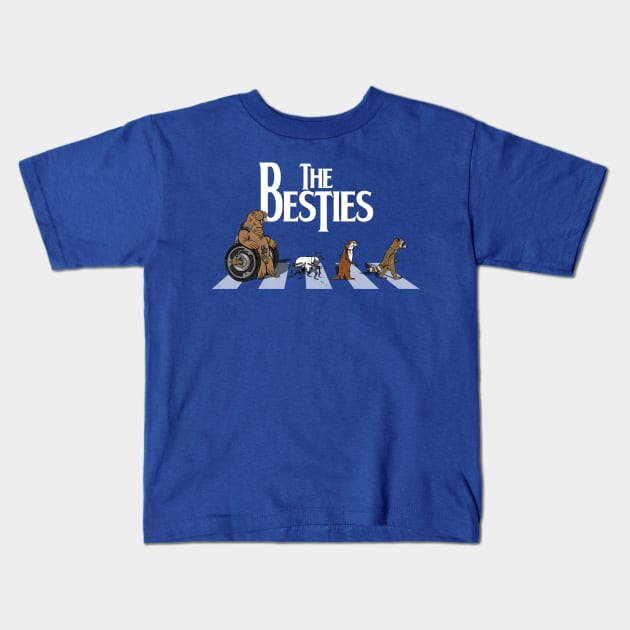 The Besties Superhero Guardian Raccoon And Friends Abbey Road Parody Kids T-Shirt by BoggsNicolas